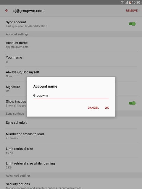 Key in the name and press OK.