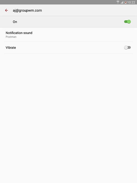 Press the indicator below the name of your email account to turn the function on or off.