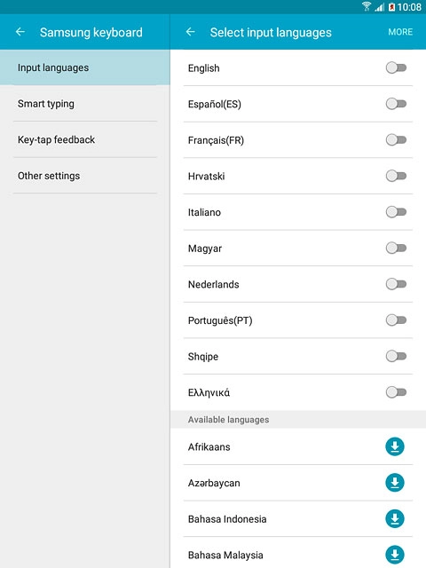 Press the required language to add it.