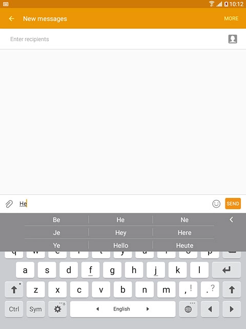 Press the required word to insert it.