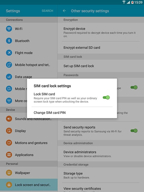 Press Lock SIM card to turn the function on or off.