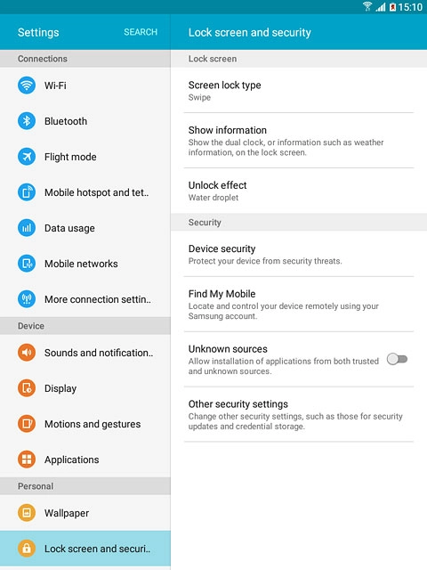 Press Screen lock type.
