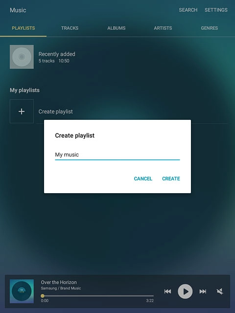 Key in a name for the playlist and press CREATE.