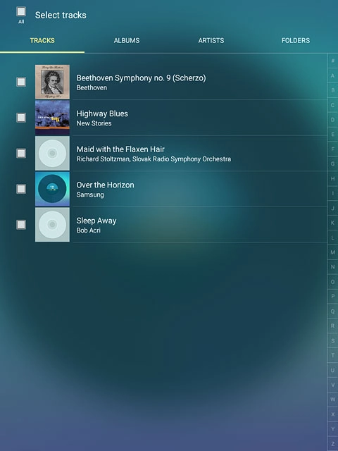 Press the required audio files to select them.