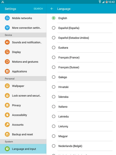 Press the required language.
