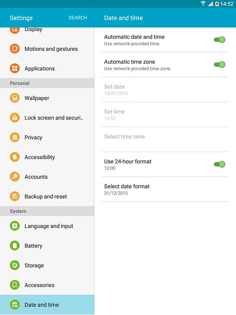 Press Automatic time zone until the function is turned on.