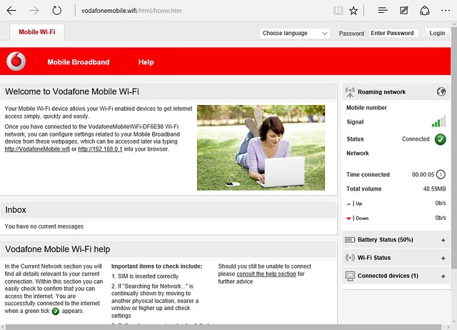 Key in http://vodafonemobile.wifi in the address bar and press Enter.Highlight the field next to 