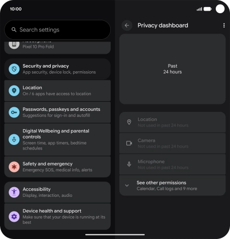 Press See other permissions.