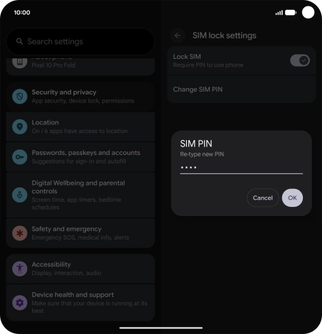 Key in the new PIN again and press OK.