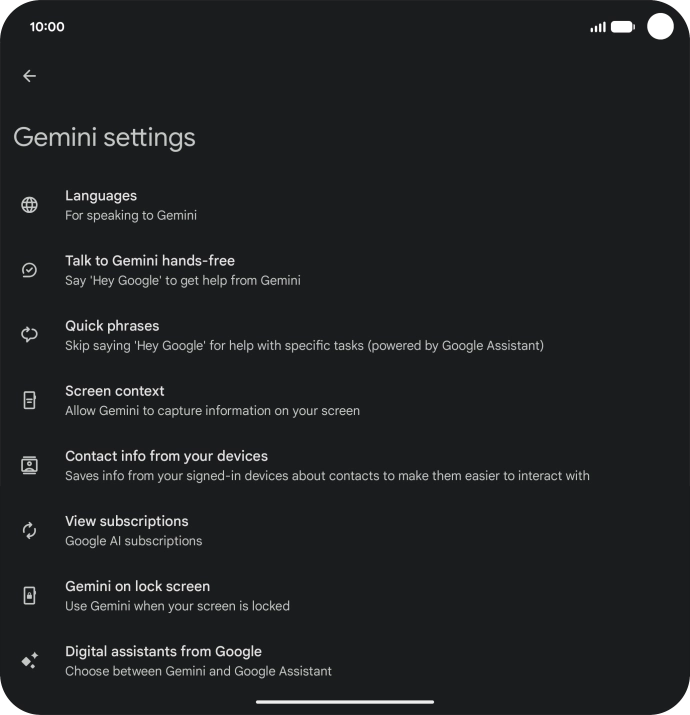 Press Digital assistants from Google.