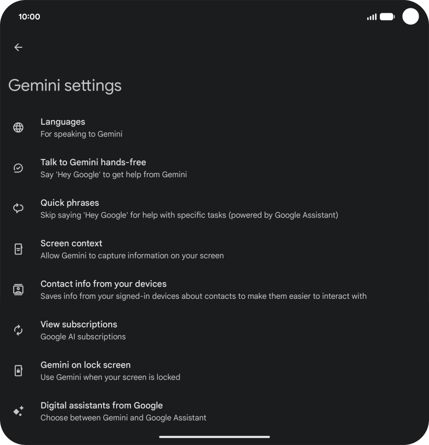 Press Digital assistants from Google.