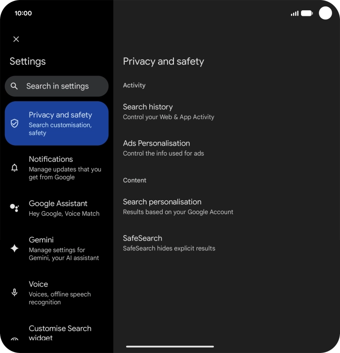 Press Google Assistant.