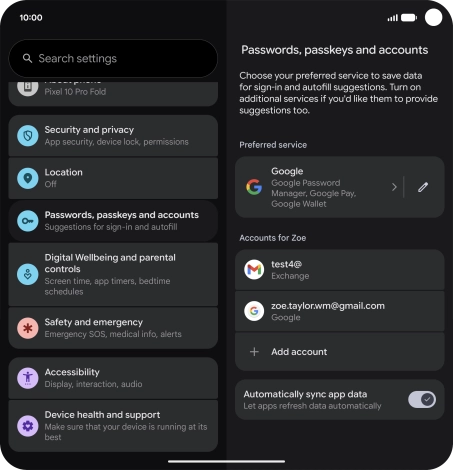 Press the required email account.
