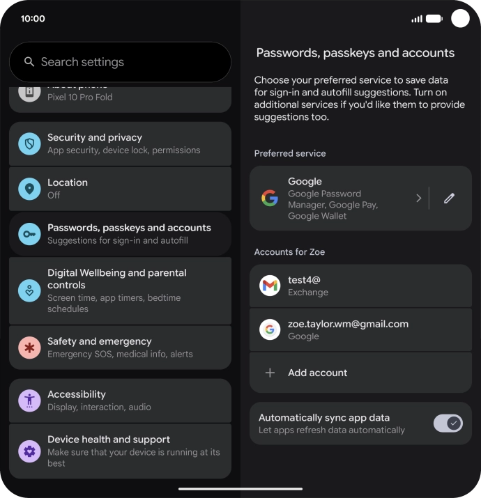Press the required email account.