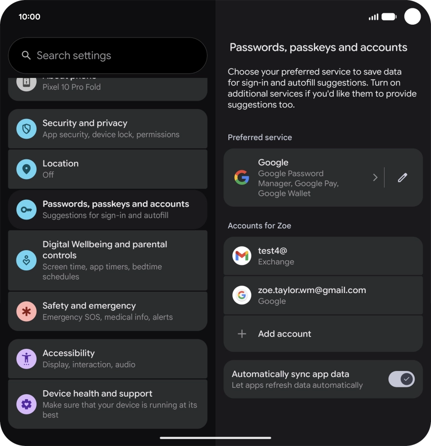 Press the required email account.
