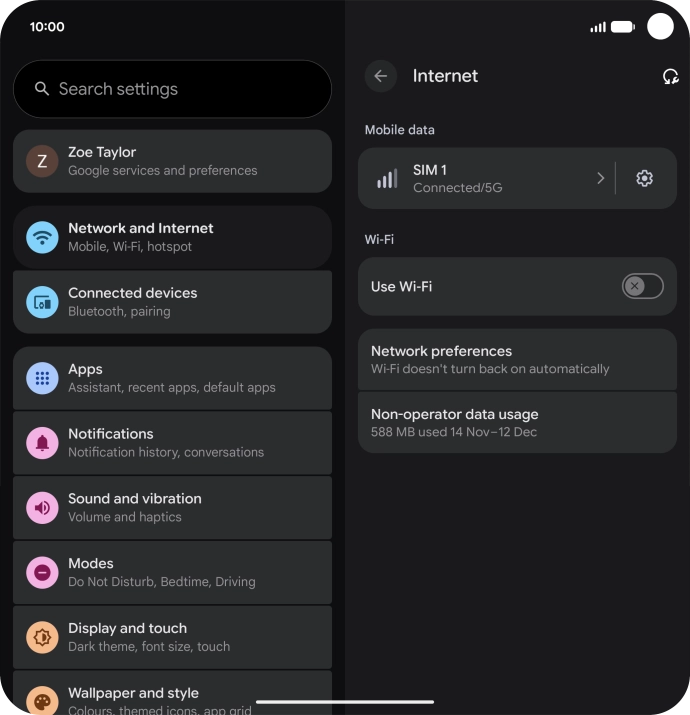 Press the indicator next to 