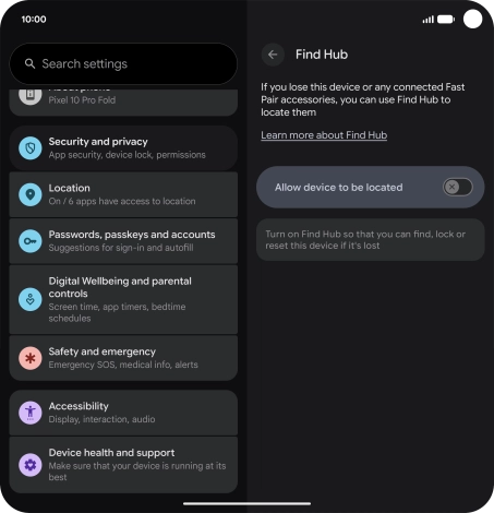 Press the indicator next to 