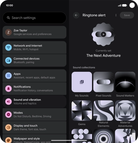 Press the required category.