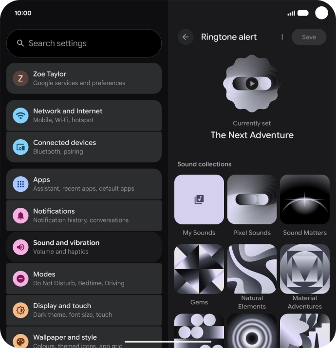 Press the required category.