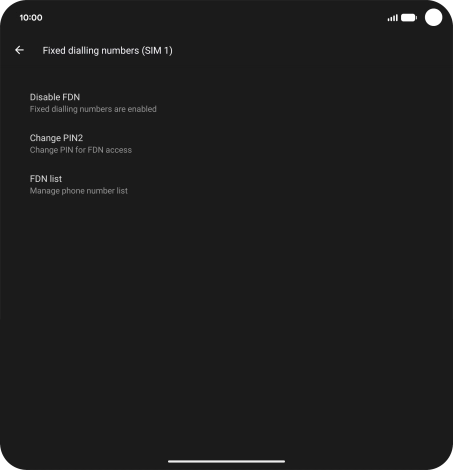 Press Disable FDN. Press Disable FDN.