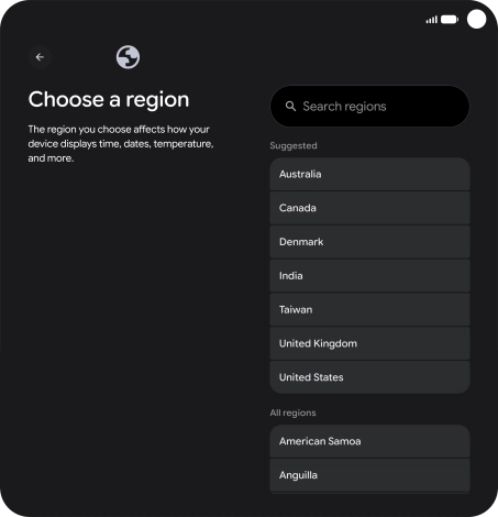 Press the required country or area.