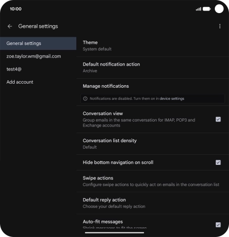 Press the required email account. Press the required email account.