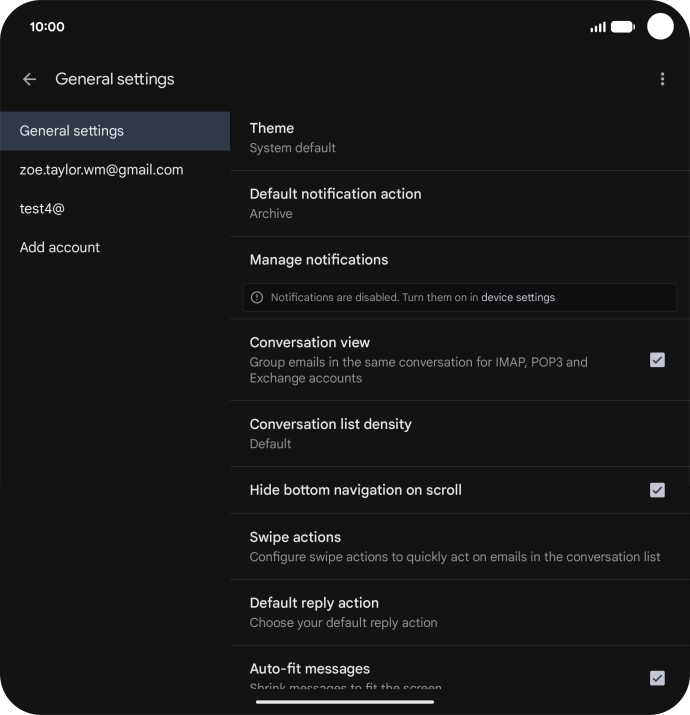 Press the required email account. Press the required email account.