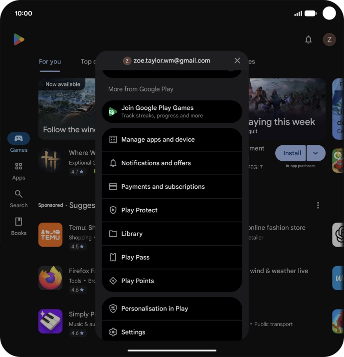 Press Manage apps and device.