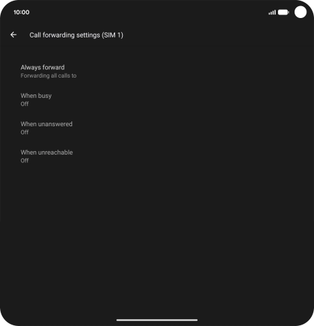 Press the required divert type. Press the required divert type.
