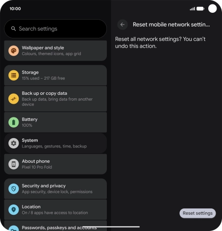Press Reset settings.
