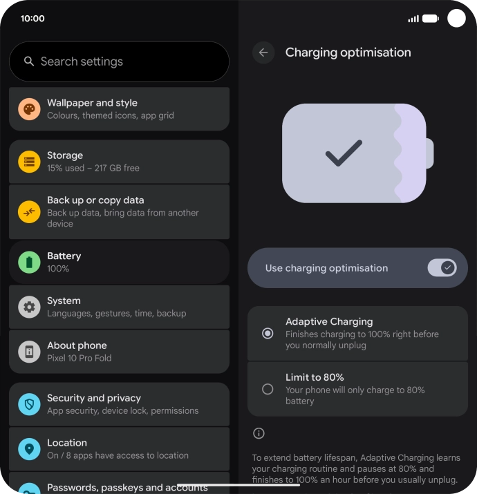 Press the indicator next to 
