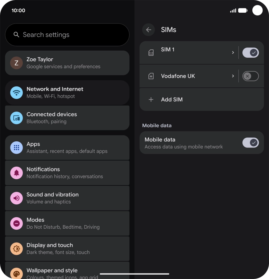 Press the required eSIM.