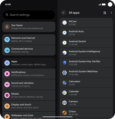 Press the required app.