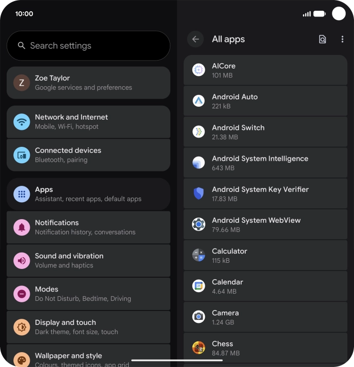 Press the required app.