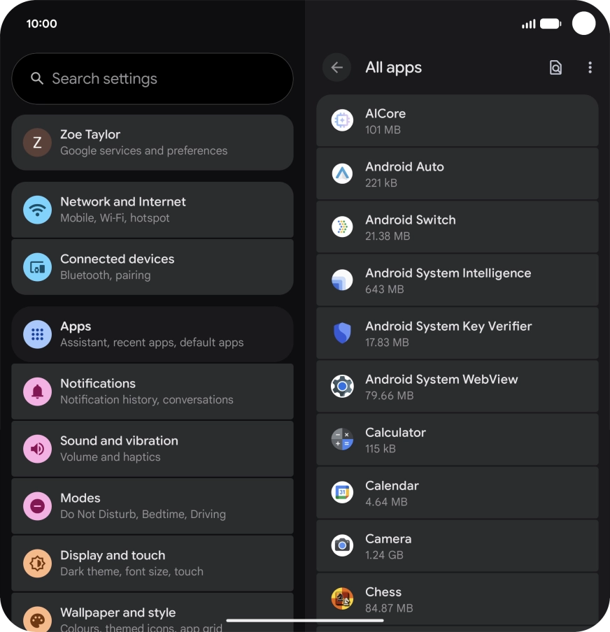 Press the required app.