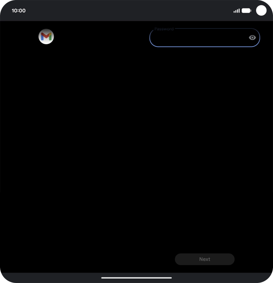 Press the field and key in the password for your email account. Press the field and key in the password for your email account.