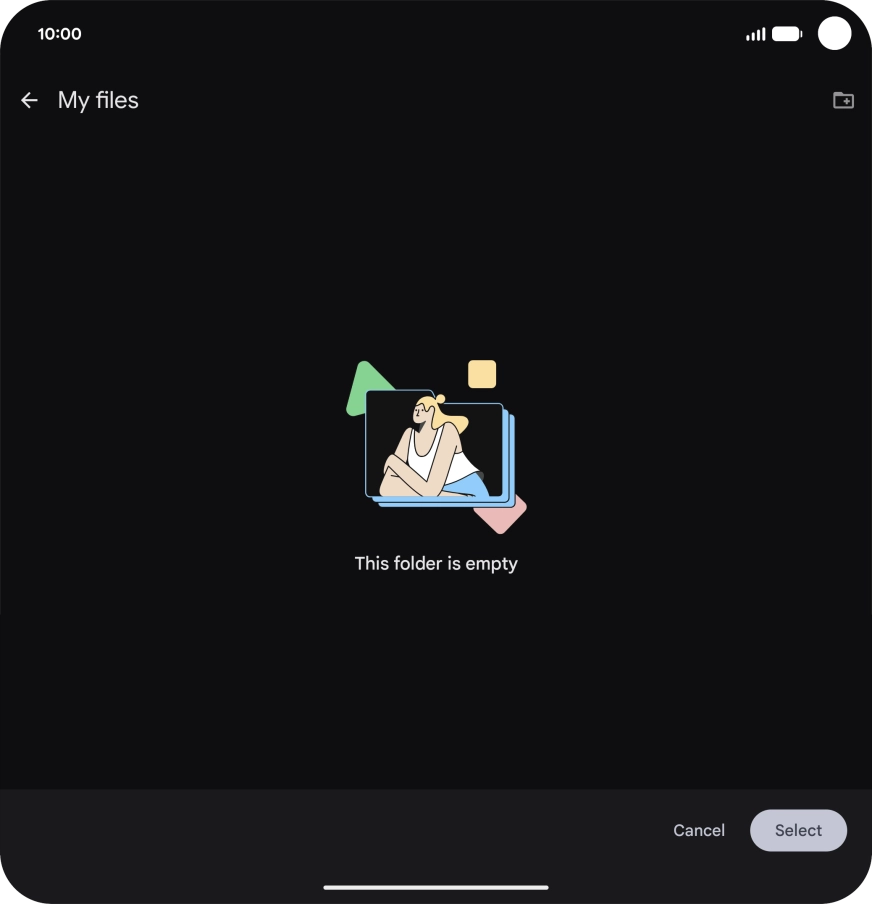 To create a new folder, press the new folder icon and follow the instructions on the screen to create a new folder.