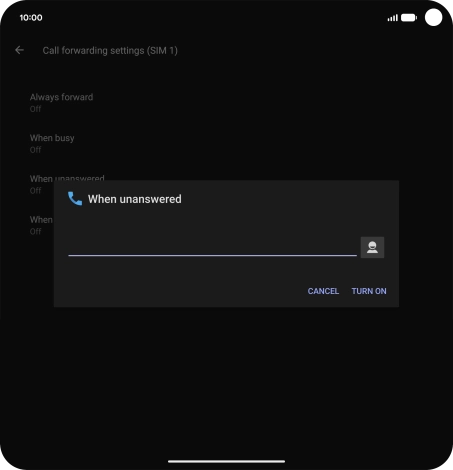 Key in +447836121121 and press TURN ON. Key in +447836121121 and press TURN ON.