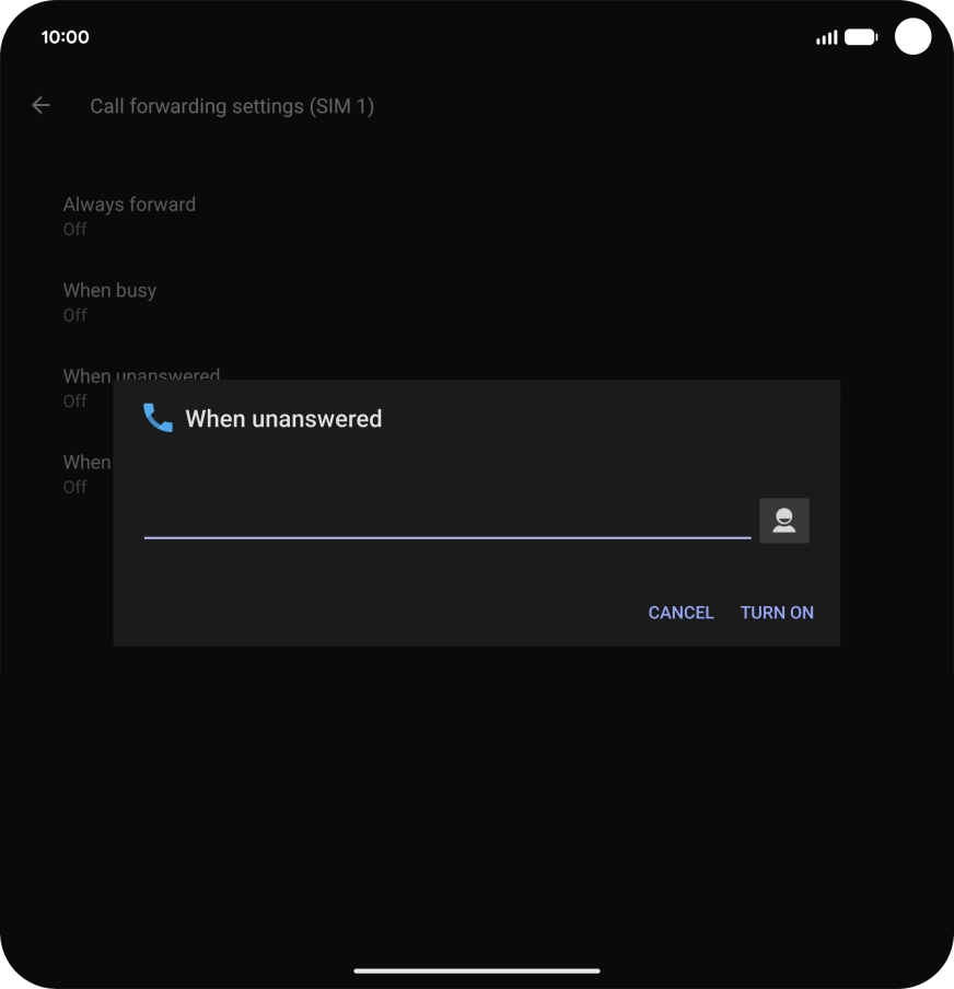 Key in +447836121121 and press TURN ON. Key in +447836121121 and press TURN ON.