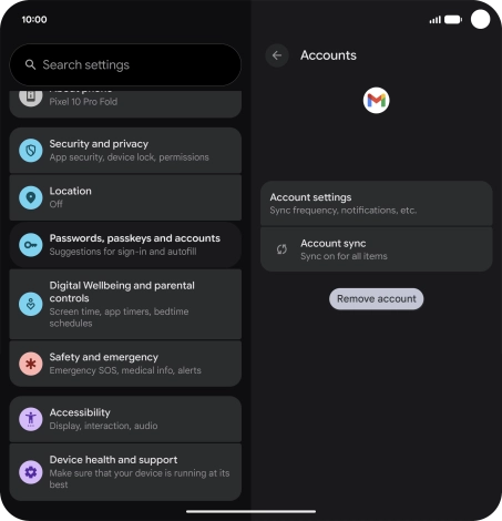 Press Remove account.