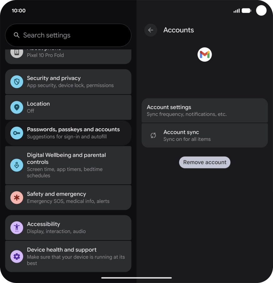 Press Remove account.