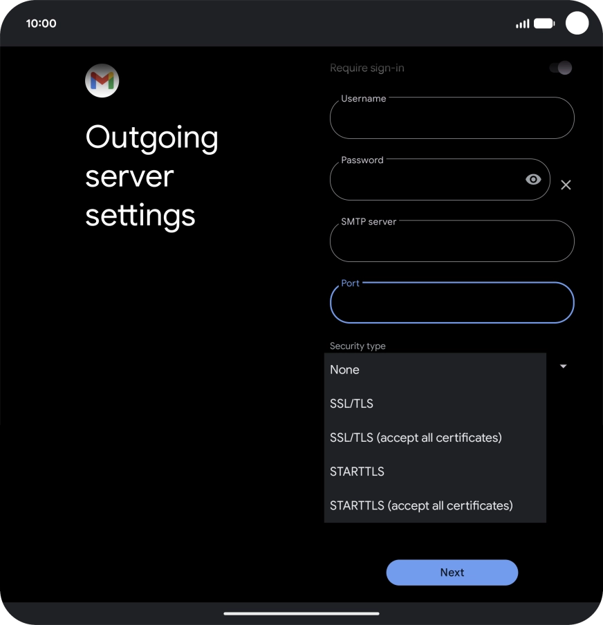 Press SSL/TLS. Press SSL/TLS.