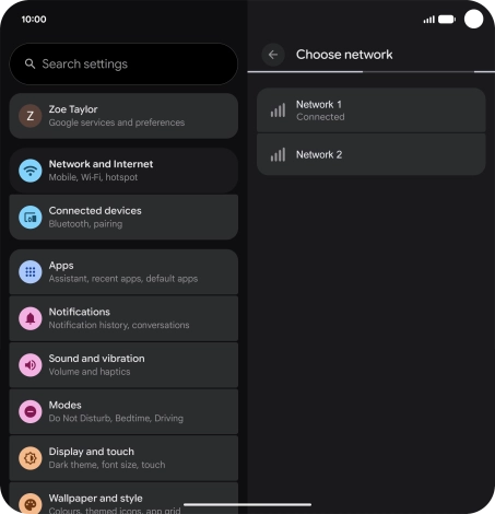 Press the required network.