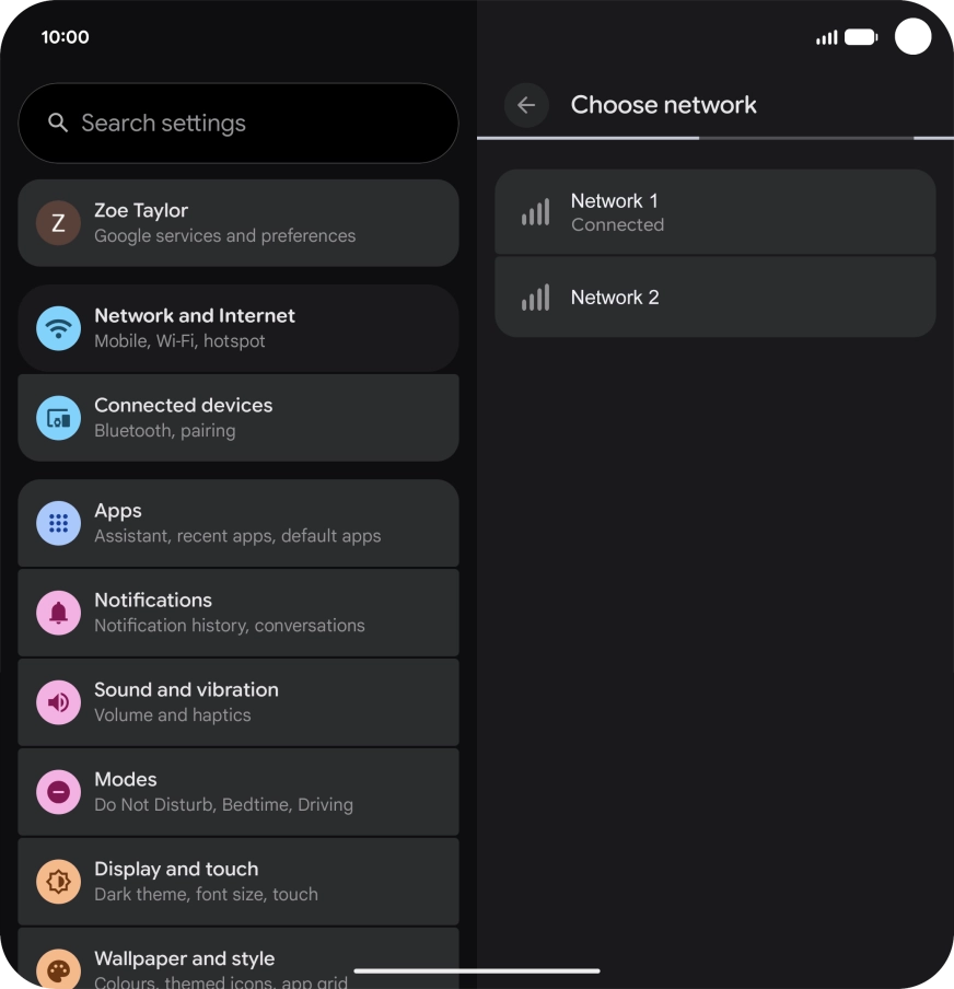 Press the required network.