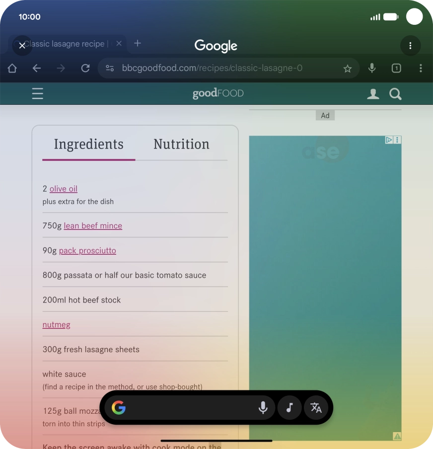 Press the translate icon.