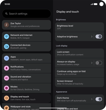 Press the indicator next to 