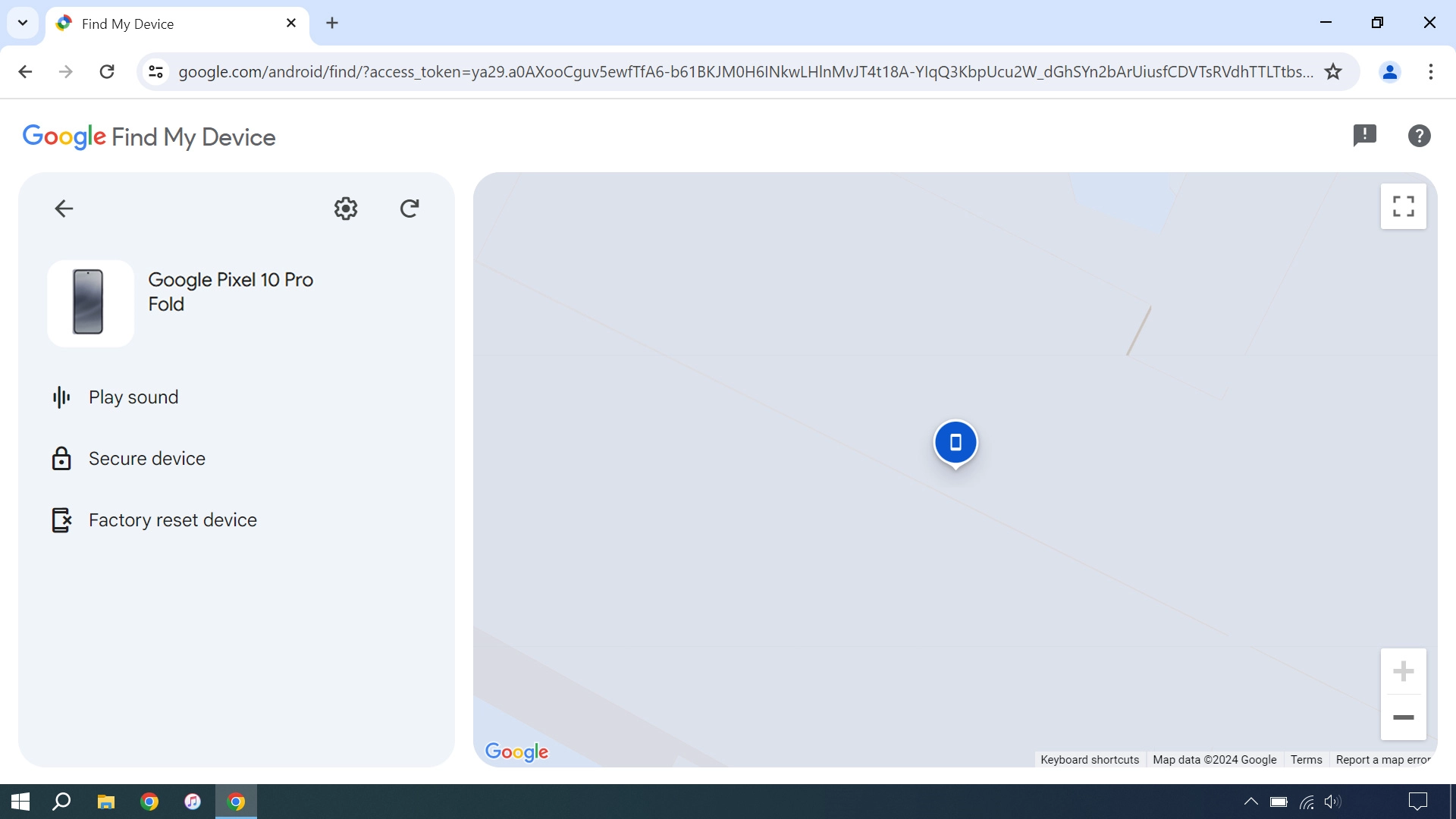 Your phone's latest position is displayed on the map.