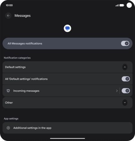 Press Incoming messages.