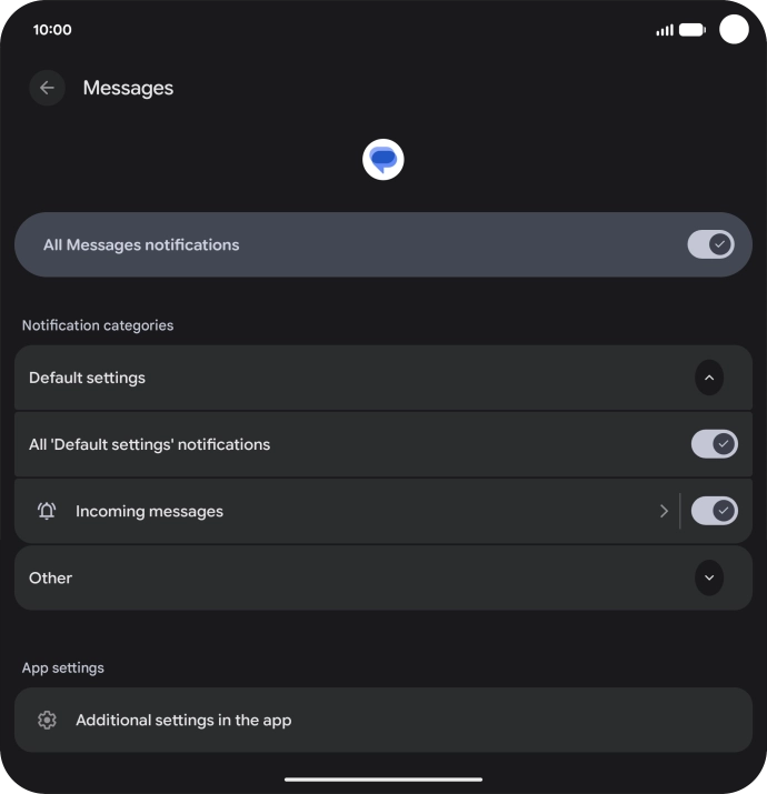 Press Incoming messages.
