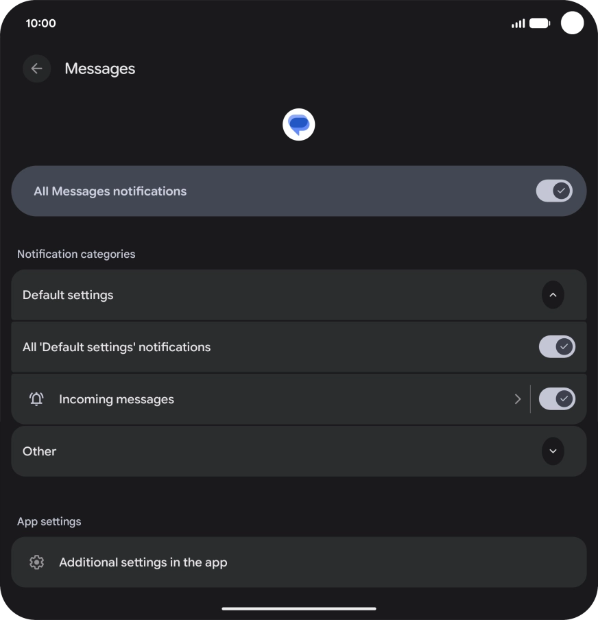 Press Incoming messages.